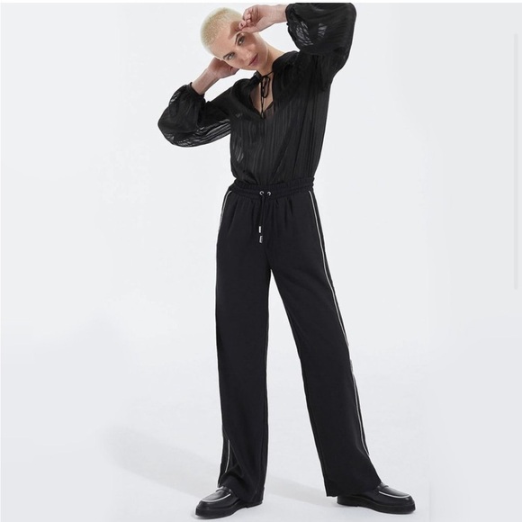 The Kooples Women's Pants Satin Black Track Pants size small - Picture 2 of 8